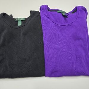 Lauren Bundle Of Two Black and Purple Long Sleeve Tops